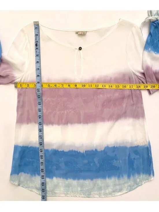 Anthropologie Holding Horses Dip Dye Print Top With Tie Sleeves Size S - Picture 9 of 9